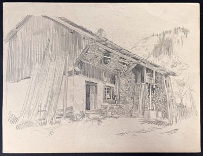 Gaston de Latenay - Bauernhaus farmhouse ferme Zeichnung dessin drawing