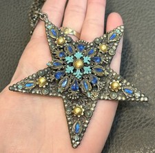 HUGE VTG Korda 40’s Thief of Bagdad Star Pendant Statement Necklace Celestial