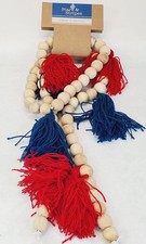 Stars  Stripes 4th of July Decorative Garland 6ft. Red White  Blue Home