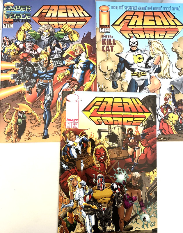 FREAK FORCE. NUMBER'S 1. 7 & 9. 1ST SERIES. (3 ISSUE 1993-94 LOT). IMAGE COMICS.