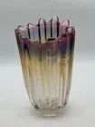 Vintage Federal Glass Co. Iridescent Purple Marigold Celestial Gemstone Vase