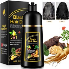 Black Hair Dye Shampoo Natural Instant 3in1 Hair Dye Shampoo 500ml FREE US SH P