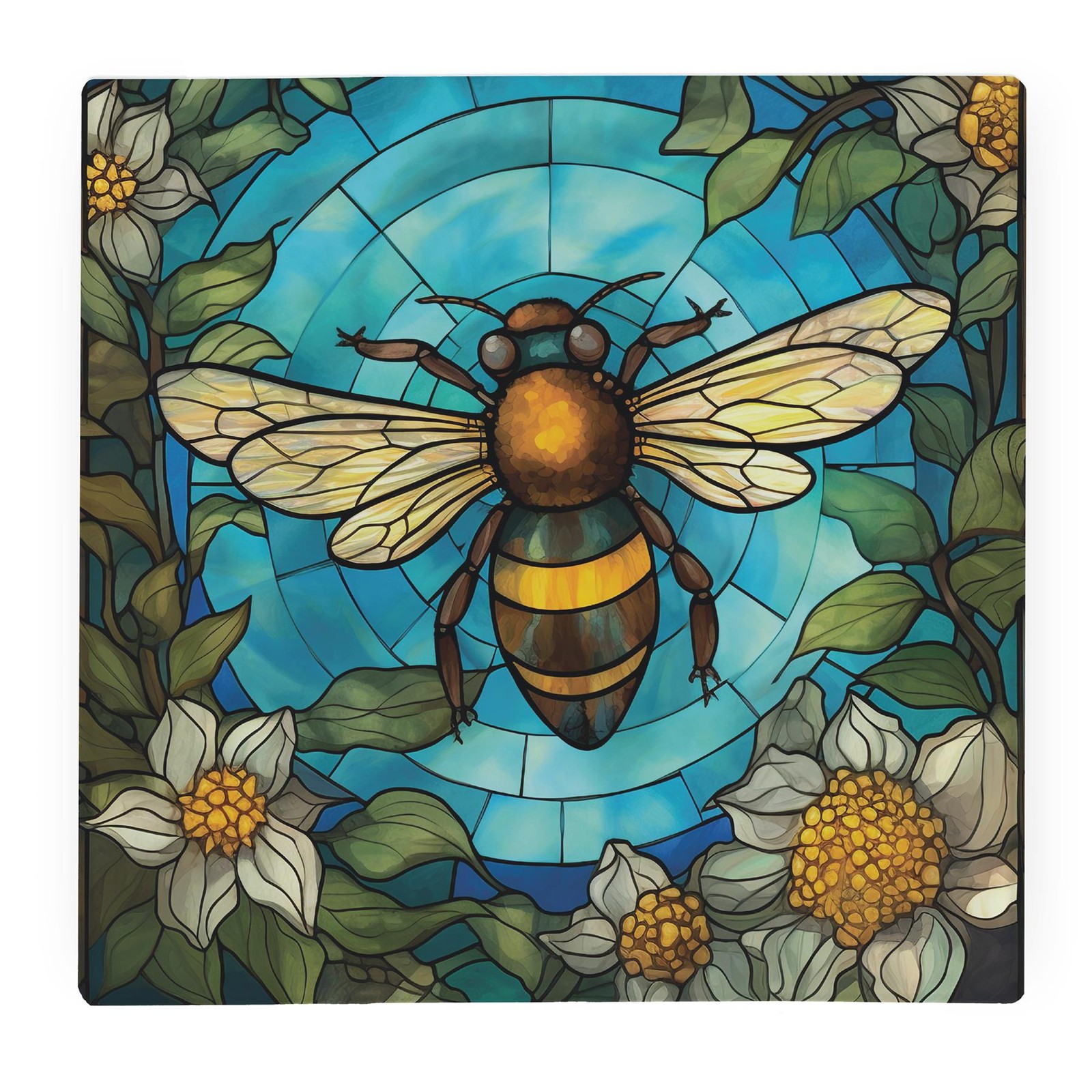 Bumblebee Stained Glass Kitchen Gifts - Floral Bee Worktop Protector/Trivet