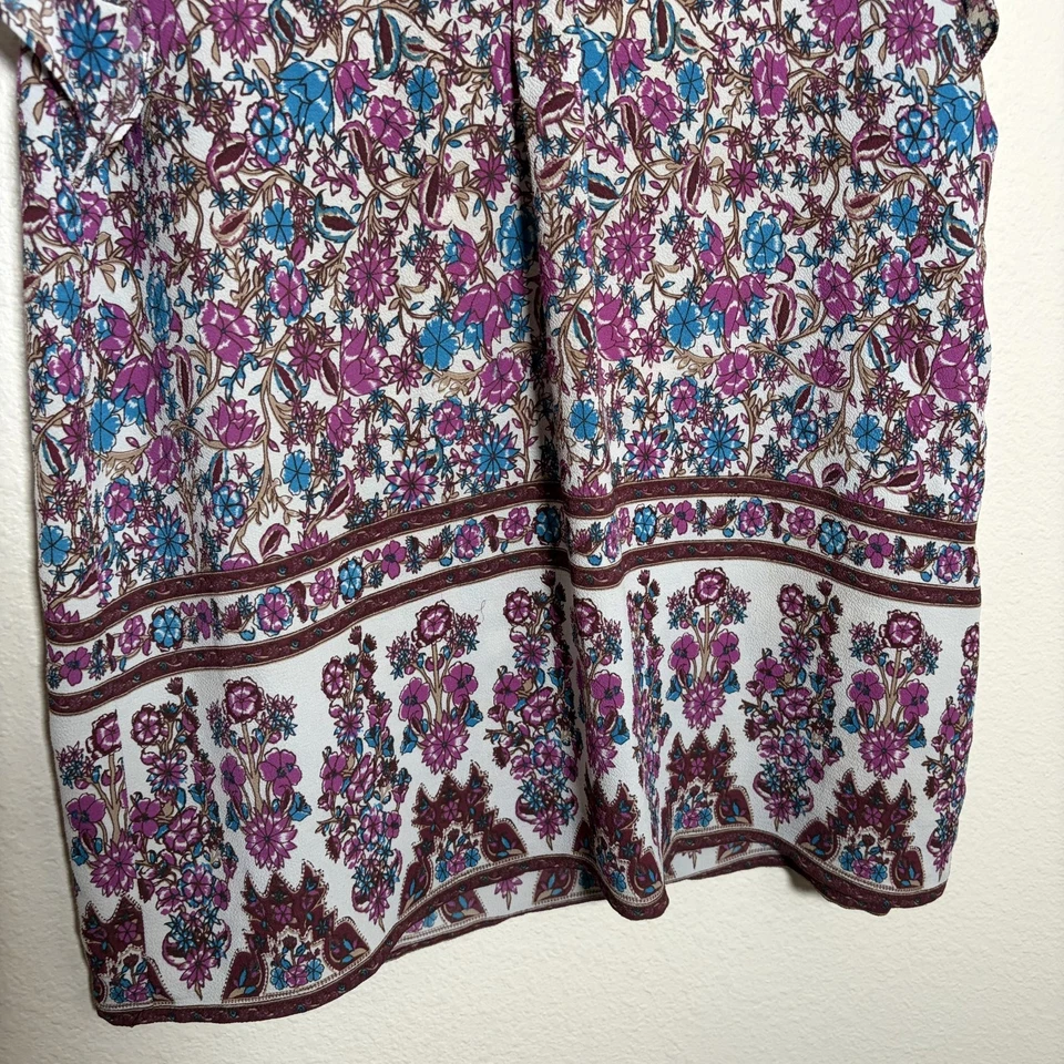 Blusa Dalia Para Mujer Mediana Floral Cuello en V Manga Gorra Volantes Camisa Causal Top Foto 4 de 4