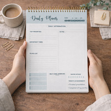 New Spiral Daily Planner Agenda Notepad w/ 100 Undated 8.5 x 11 Tear-Off Sheet