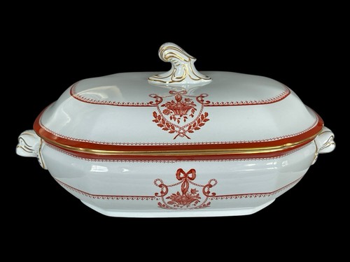 Spode Newburyport rot oval bedeckt Gemüseschale Kasserolle Top Vintage