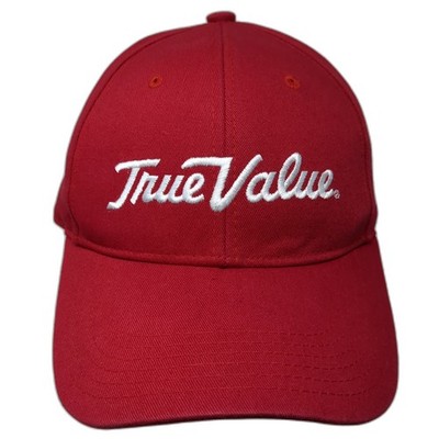 True Value Snapback Cap Red One Size Adjustable Embroidered Vented Holes 6 Panel