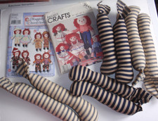 2 Raggedy Ann Andy doll patterns 15" Mixed 4 Pair Pre-made Striped Legs