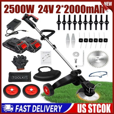 Cordless Weed Eater Electric Brush Cutter Grass String Trimmer Lawn Edger 2500W
