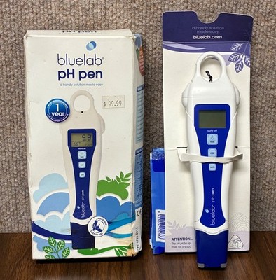 BlueLab pH Pen Digital pH Meter Auto Off Blue White & Probe Solution Opened Box