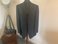 Mens M&S Single Breasted Charcoal Grey Pinstriped Suit  -44ins chest 36ins waist