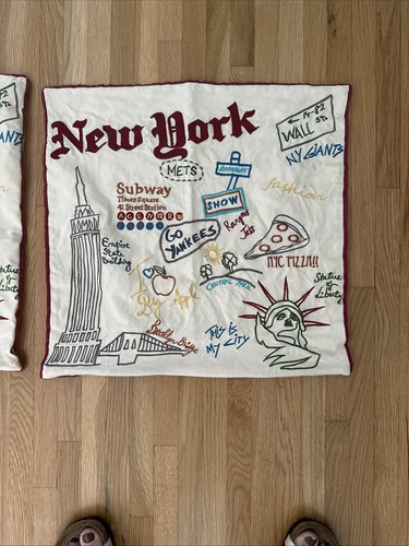Set Of 2 Cloud 9 Decorative Pillow 20x20 Inches Highlights Of New York City - Picture 2 of 14