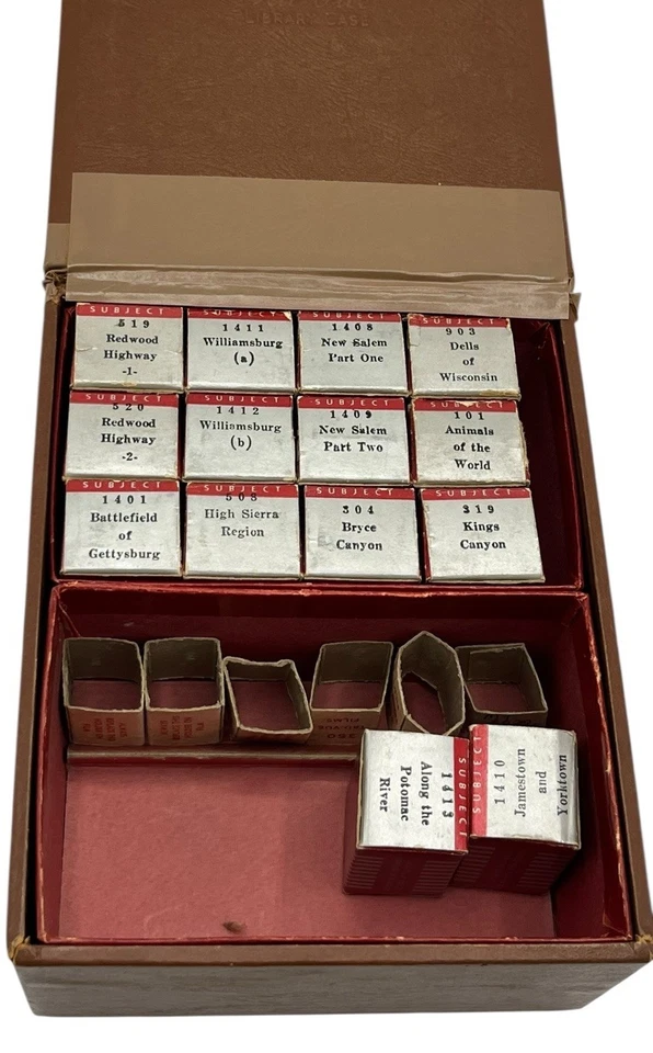 Tru-Vue Stereoscope 35mm Film Strips Only 14 Rolls Case Circa 1940's Mid-Century - Image 3 of 4