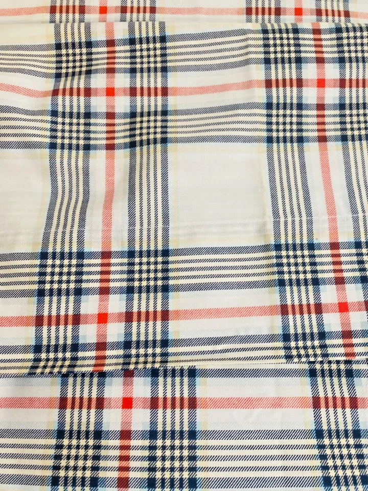 TOMMY HILFIGER Tartán Cuadros Rojo/Azul/Blanco DOBLE Sábana Plana Mezcla Algodón Foto 3 de 4