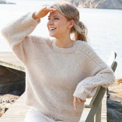 STRICKSET Bronze Sommer - Kabelspitze Ärmel Detail weich Baby Alpaka Pullover
