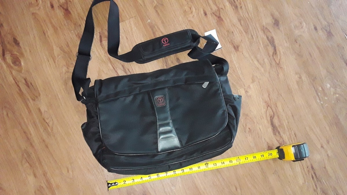Tumi T Tech Essential Gear Crossbody Bag Black Pockets Zip