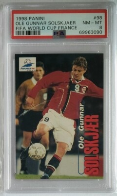 1998 Panini Ole Gunnar Solskjaer Fifa World Cup France #98 PSA 8