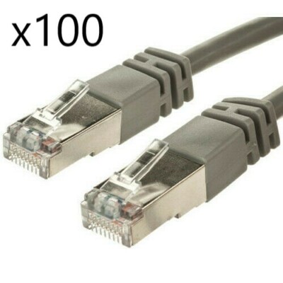 100 Pack - 7ft Shielded STP CAT5e Ethernet Network Router Patch Cable Cord Gray