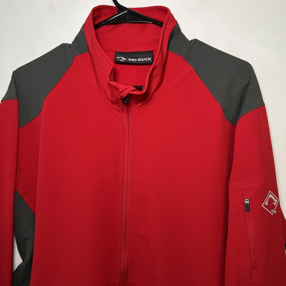 DDX DRI DUCK Full Zip Jacket Mens Size Large Red Performance Windbreaker Pockets - Image 2 of 4