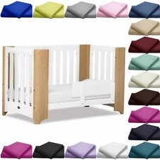 Image of 200 THREAD COUNTS PLAIN FITTED COT BED SHEETS COTTON COVER BABY ROOM BEDDINGS