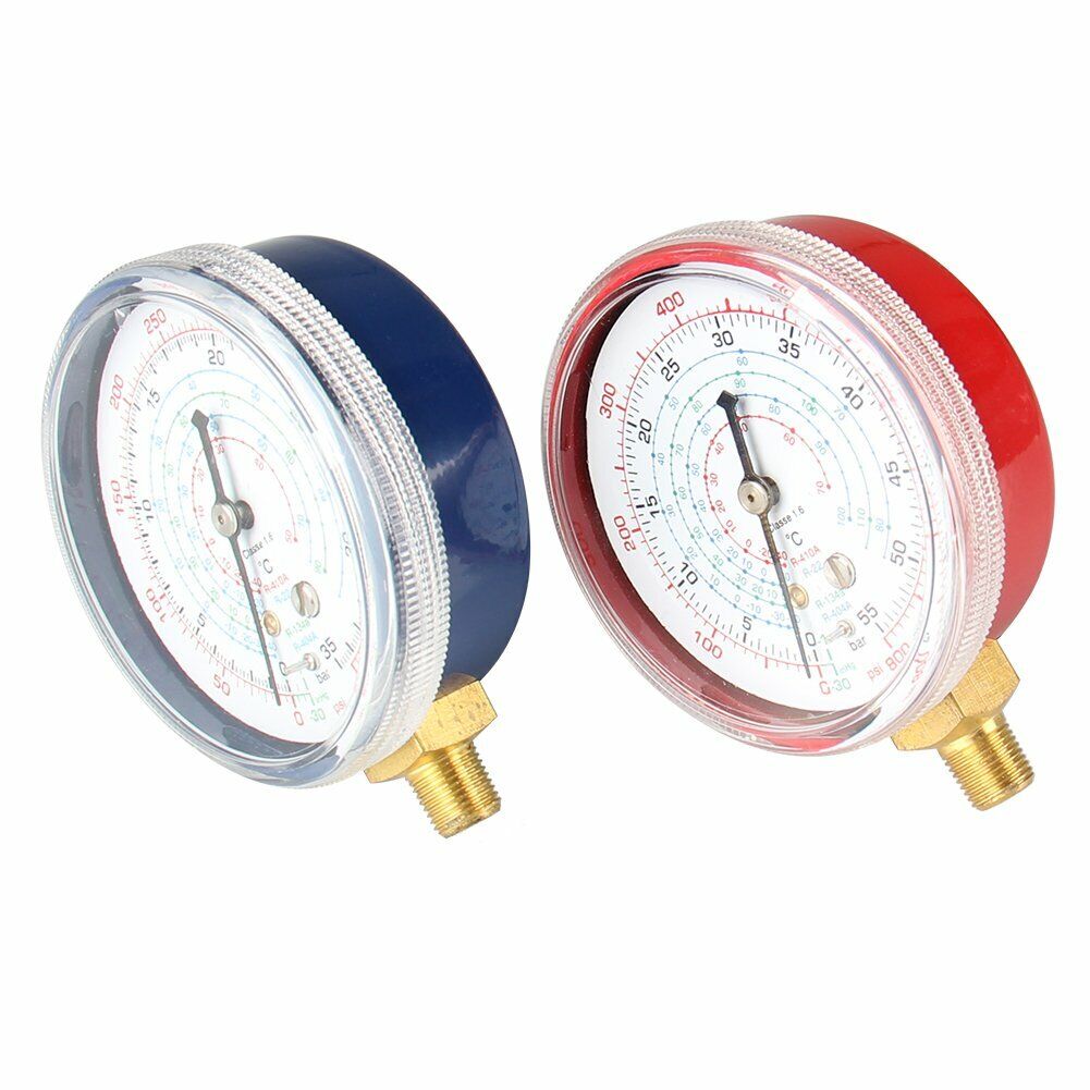 2PACK R134A REPLACEMENT MANIFOLD GAUGES HIGH AND LOW SIDE RED& BLUE R22  R404 R12
