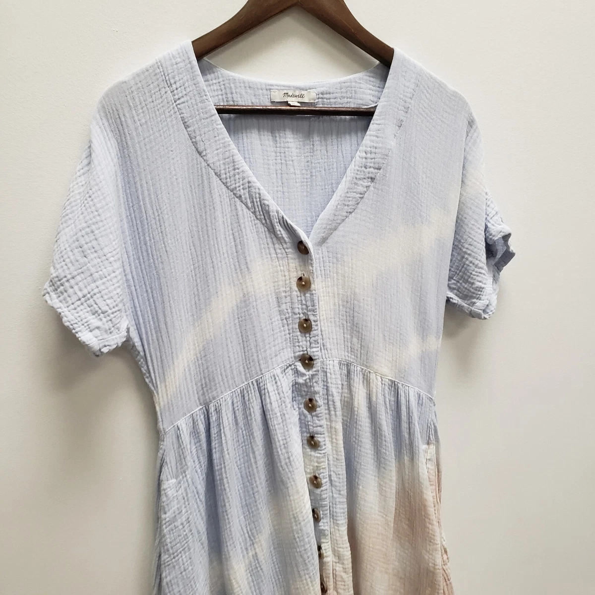 Madewell Womens Tie Dye Lightspun Button Front Midi Dress Size XS