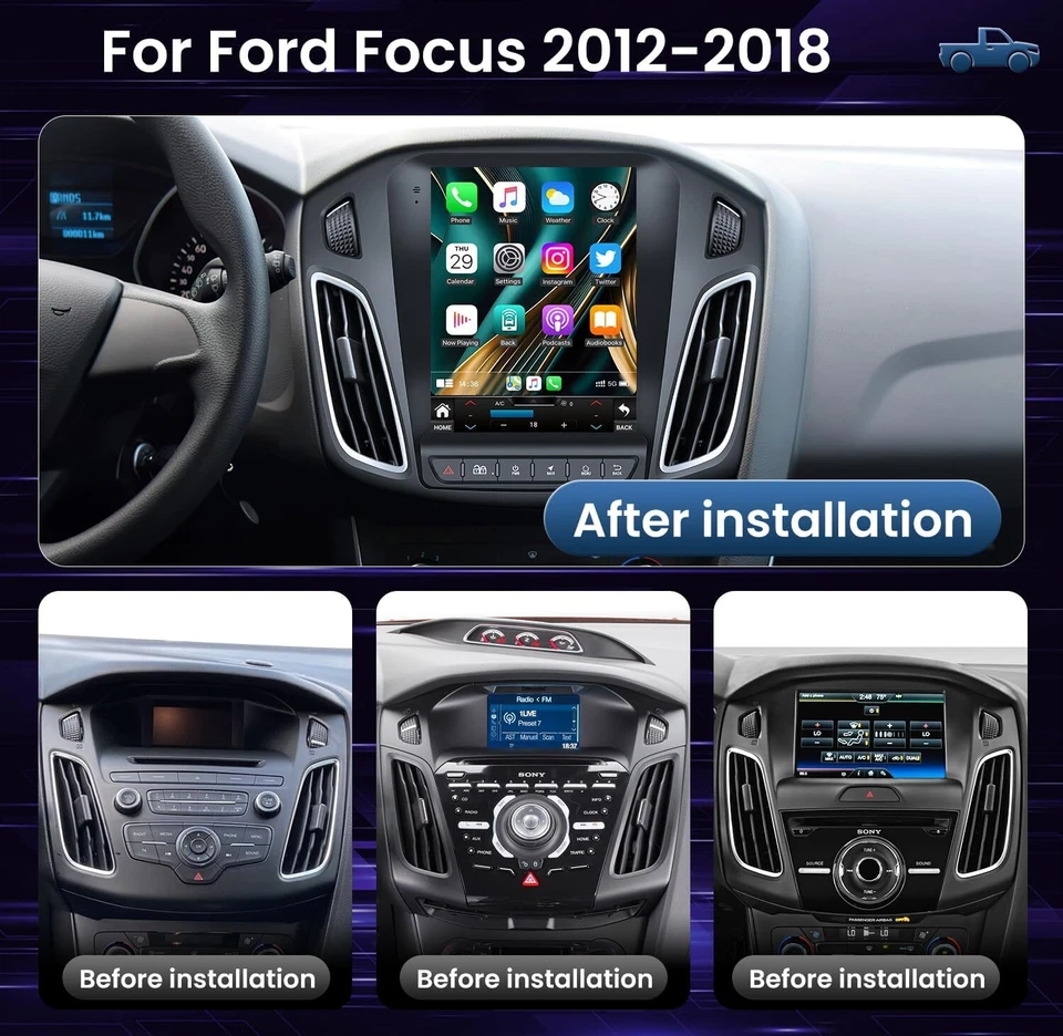 Android 13 Autoradio Für Ford Focus MK3 2012-2018 mit Apple CarPlay GPS AHD KAM - Bild 4 von 4