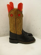Old West Kids Brown Leather Western Boot Square Toe SZ 12.5 Style BSC1810
