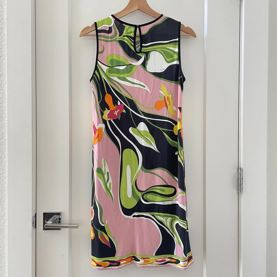 Emilio Pucci Womens Floral Dress Pink Green Black Sleeveless Size US 10 - Image 3 of 4