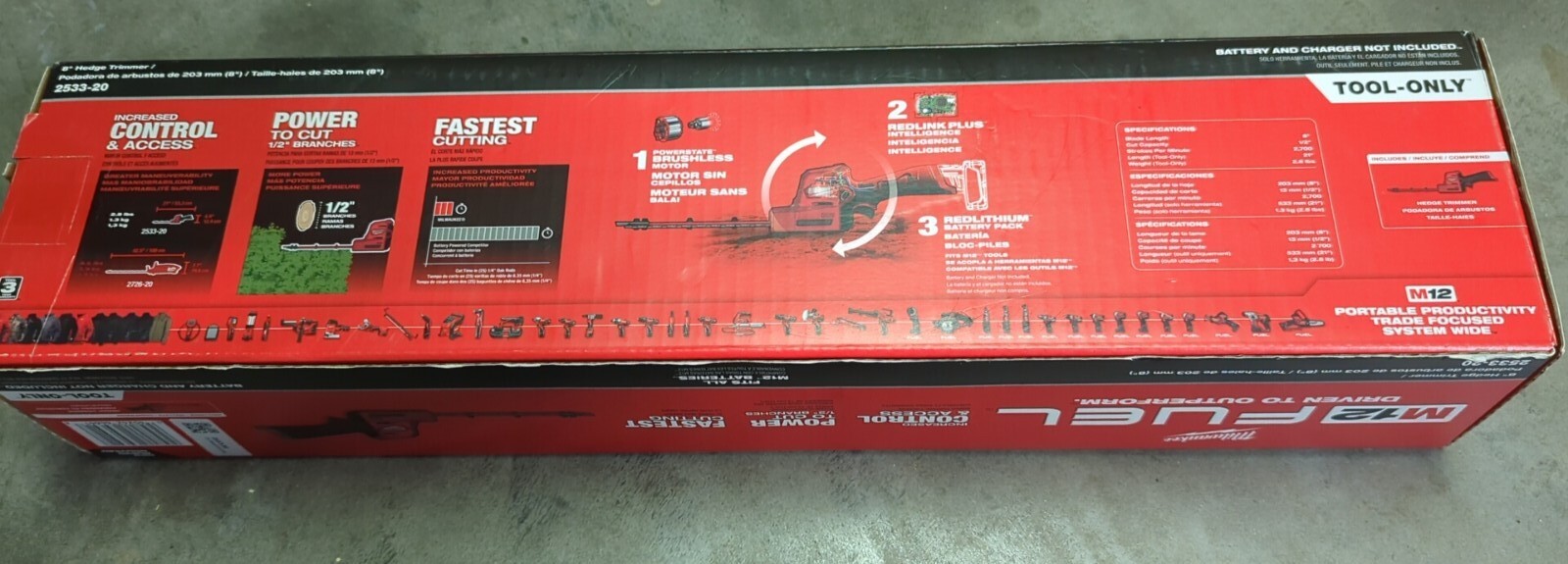 Milwaukee 2533-20 M12 FUEL 8" Cordless Hedge Trimmer