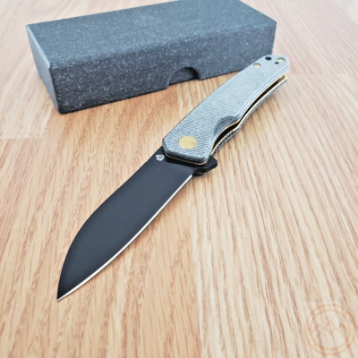 QSP Knife Otter Folding Knife 2.75'' 14C28N Steel Blade Denim Micarta Handle