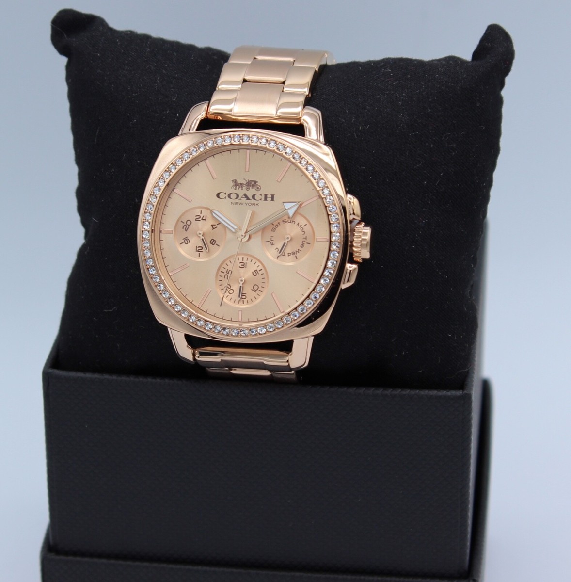 Coach Women\'s Boyfriend Crystal Bezel Logo Dial Rose Gold Toned Wrist Watch Coach Boyfriend Crystal Bezel Rose Gold Toned Wrist Watch  main image 2