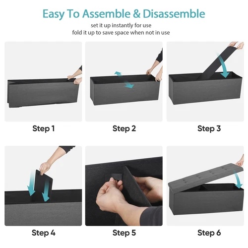 Folding Storage Ottoman Bench Foot Rest Foot Stool for Bedroom Entryway Indoor - Imagen 13 de 93