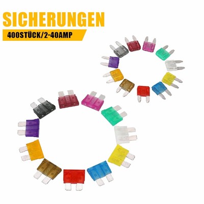 KFZ-Sicherungen im Set  400 tlg Sortiment Flachsicherung  2A - 40A Universal