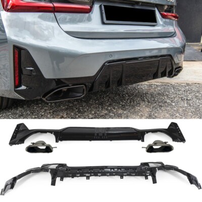 Diffuser + Exhaust Tips chrome for BMW 3 Series G20 / G21 Facelift M Package ...