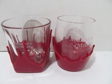 Maker's Mark Red Dipped Drip Whiskey Cocktail Drink Set of 2 Tumbler Glasses