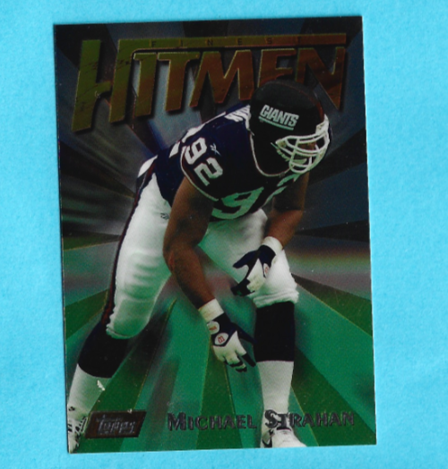 Michael Strahan 1997 Finest Hitmen Football Card New York Giants