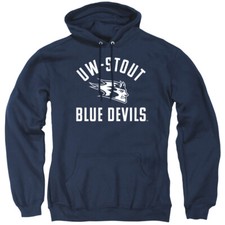 University Of Wisconsin-Stout Adult Pullover Hoodie One Color Logo, Navy, S-3XL