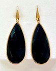 QVC Bronzo Italia Faceted Black Onyx Teardrop Dangle Earrings — photo 3