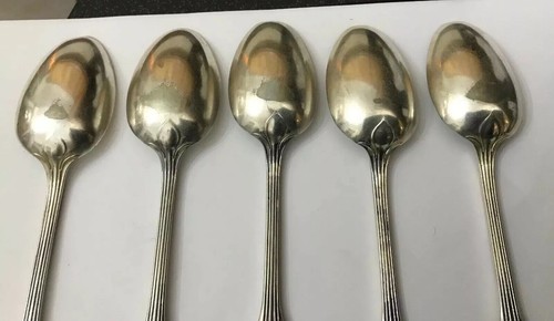 5 Harrison Brothers Howson 18.5cm Silver Plate Lily Dessert Spoons HB&H Cutlery - Picture 7 of 8