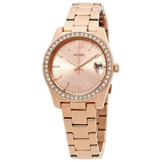 Rose Gold Montre Fossil Femme Squelette Montre Analogique Femme
