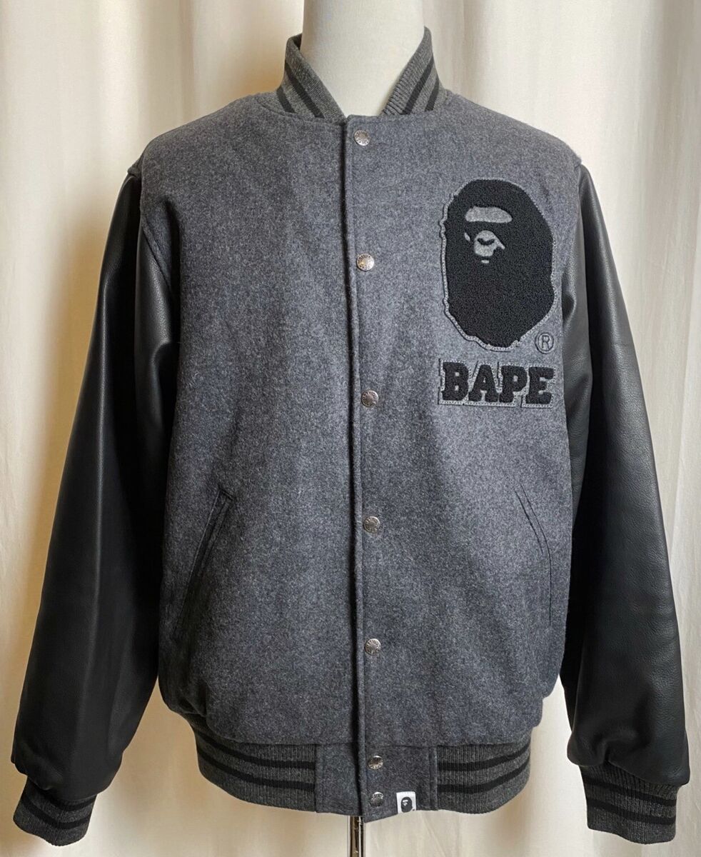 A Bathing Ape (Bape) X Undefeated Leather Varsity Jacket XXL A Bathing Ape (Bape) X Undefeated Leather Varsity Jacket XXL