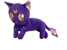 NEW Sailor Moon Luna Laying Down Purple Cat Large 10" Plush Round 1 One NWT