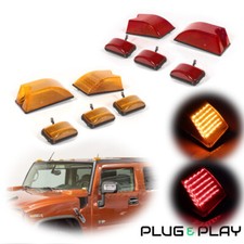 For 03-09 Hummer H2 Led Cab Marker Roof Running Lights W Anti-leak Seal Gaskets