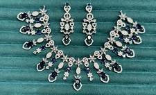 Indian Bollywood Flower Design CZ Silver Choker Earring Set For Wedding