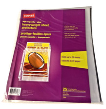 Staples 15944 High Capacity Sheet Protectors Top Loading 3.1 mil thickness NEW 