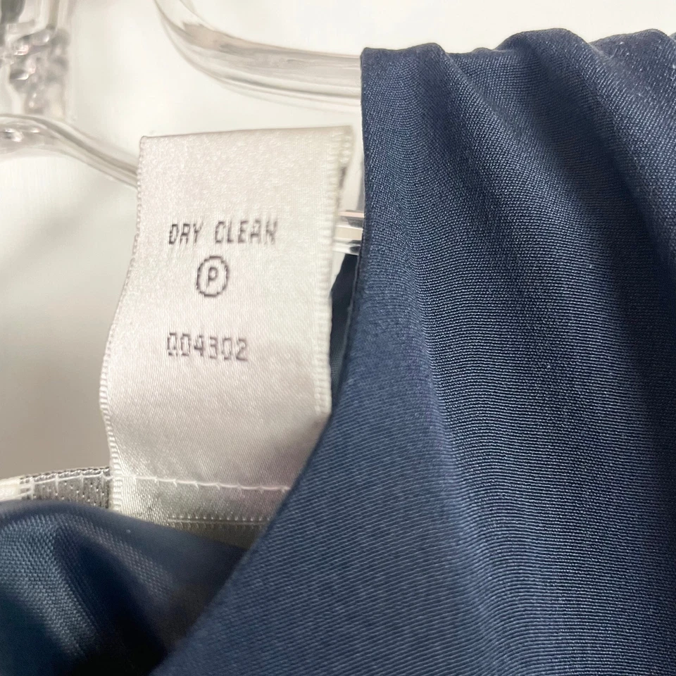 Maxi Vestido Chadwicks Para Mujer 4 Seda Azul Marino Sin Mangas Largo De Colección Foto 4 de 4