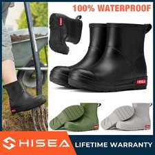 HISEA Women Short Waterproof Rain Boot Soft Anti-Slip Yard Mud Work Chelsea Boot