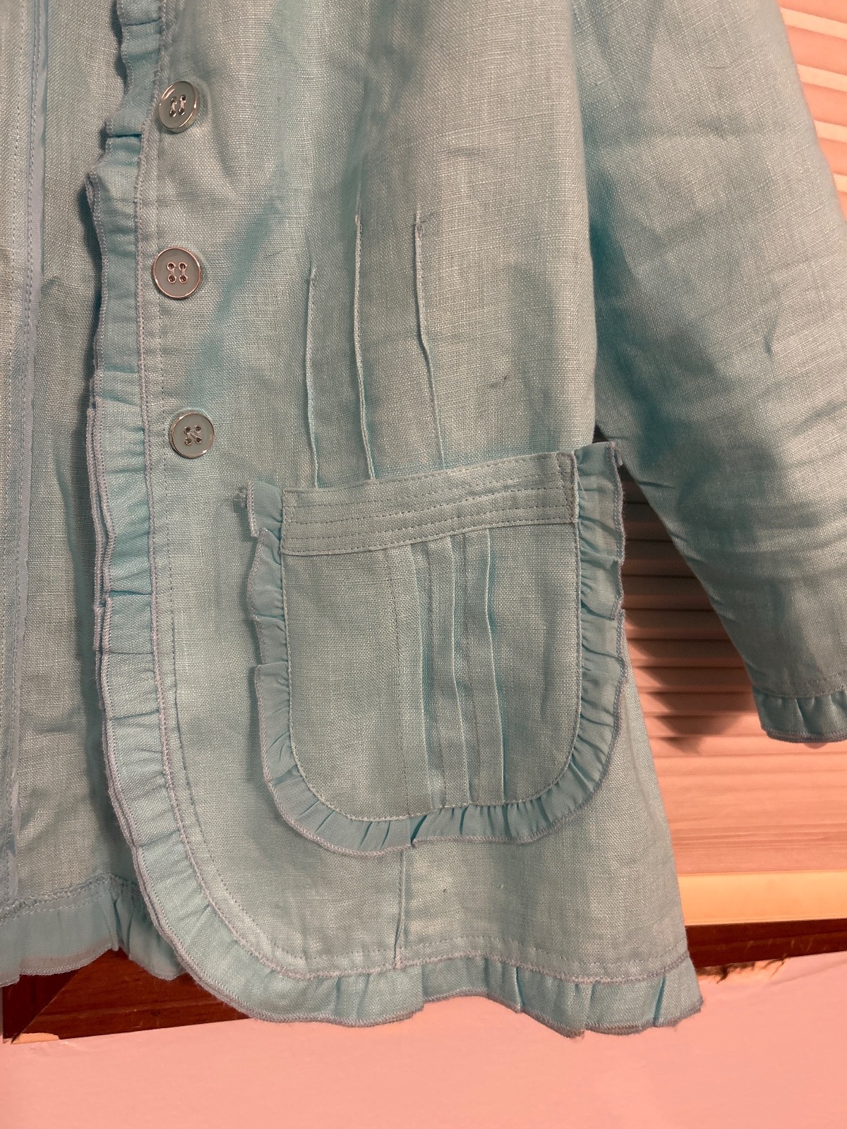 Multiples Large Aqua Double Ruffle Patch Pockets … - image 3