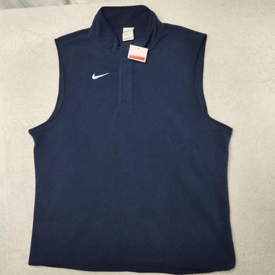 Nike Vest Mens Large Blue Therma-FIT Golf Fleece Collared Zip Embroidered DA4965